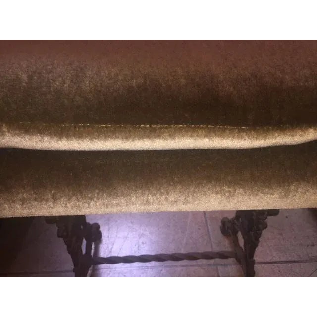 Mini vintage iron bench . Made in the 1960s in the style of traditional.