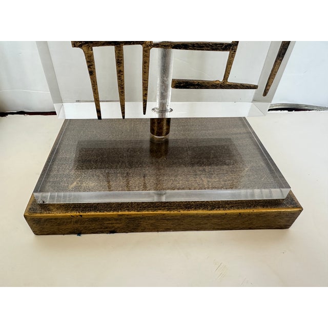 1980s 1980s Bruno Lucite and Metal Mid Century Modern Table Lamps - a Pair For Sale - Image 5 of 10