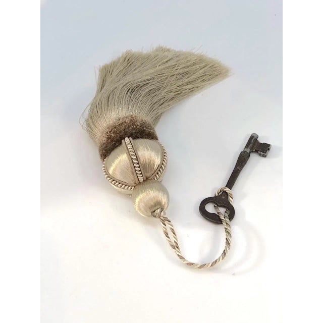 Textile Pair of Taupe - Mocha Key Tassels With Satin and Cut Velvet Details For Sale - Image 7 of 12