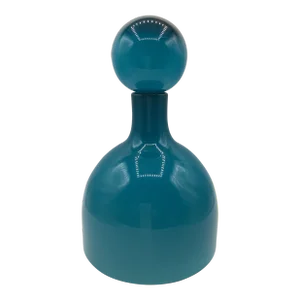 Vintage Swedish Scandinavian Blue Cased Glass Bubble Top Decanter