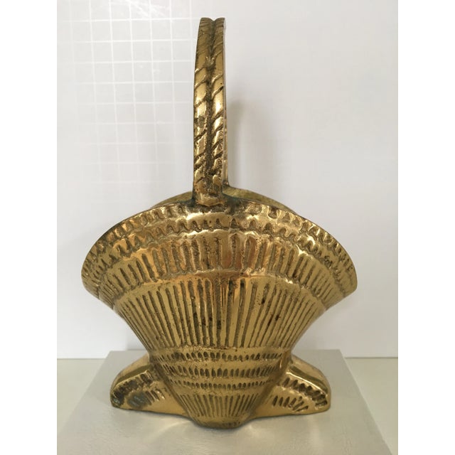 Metal Mid-20th Century Coastal Solid Brass Shell Basket/ Planter/ Cachepot For Sale - Image 7 of 13