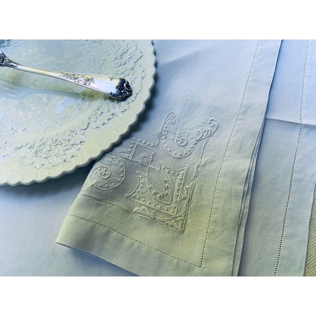 Antique French Linen Napkins, Set of 5, Hemstitched Ladderwork Embroidery, Circa 1900 For Sale - Image 12 of 15