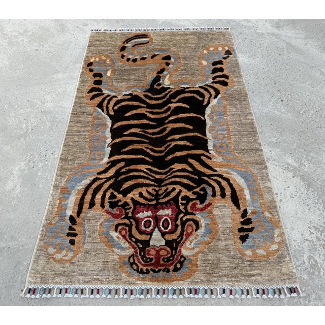2000 - 2009 Tibetan Tiger Design Area Rug, 02'11 X 04'11 For Sale - Image 5 of 12