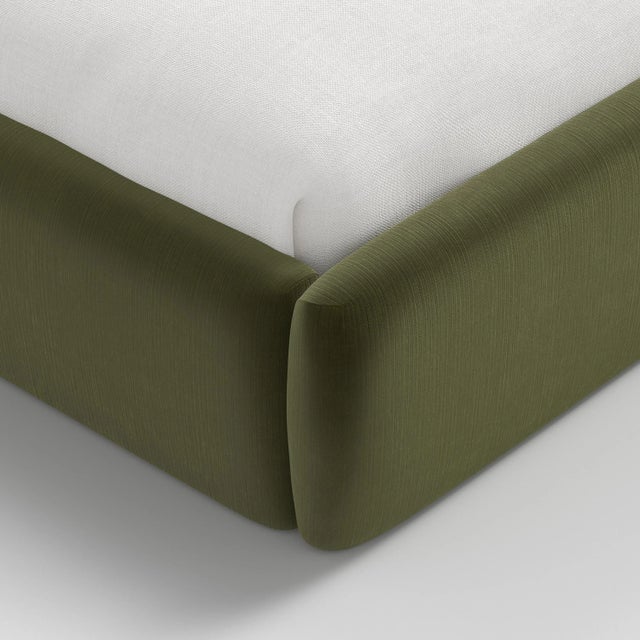 Spritely Home Camille Olive Velvet Platform Bed, Queen For Sale - Image 4 of 6