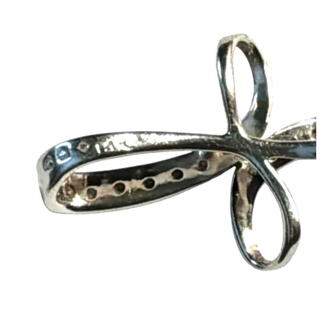 Metal Vintage 14k White Gold Diamond Cross Pendant, Mid-20th Century For Sale - Image 7 of 8