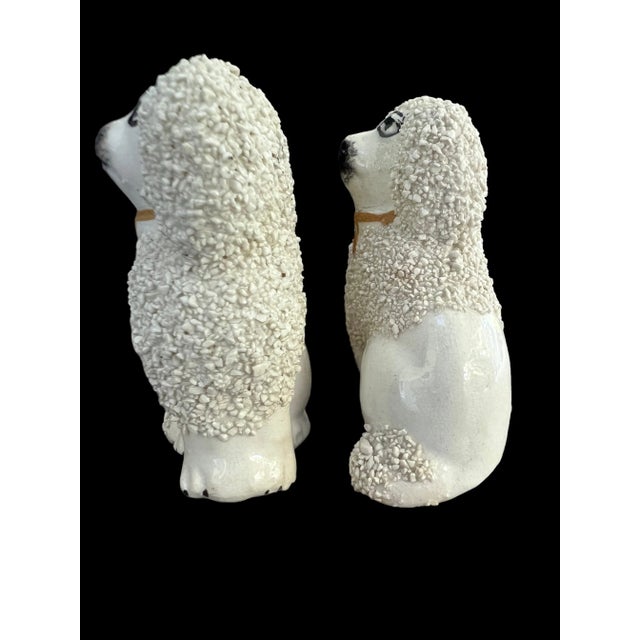Staffordshire Potteries Pair of Miniature English Staffordshire Poodle Figurines, 1950s, 3ʺ Tall For Sale - Image 4 of 11