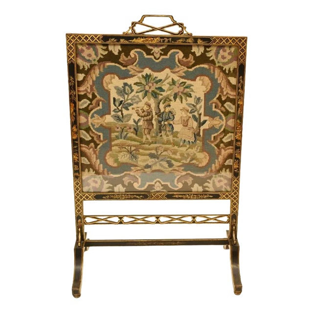 Regency Chinoiserie Lacquer Screen Tapestry, 1840 For Sale