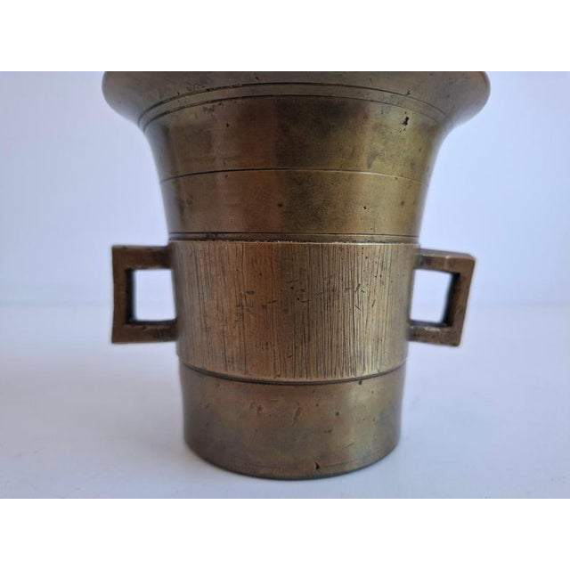 Antique Art Deco Brass Apothecary Mortar and Pestle, Former Czechoslovakia, 1930s, Set of 2 For Sale - Image 14 of 17