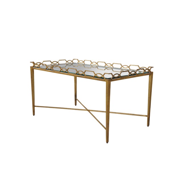 Early 21st Century Maitland-Smith Contemporary Maison Jensen Style Regent Coffee Table. Features a rectangular gilt iron...