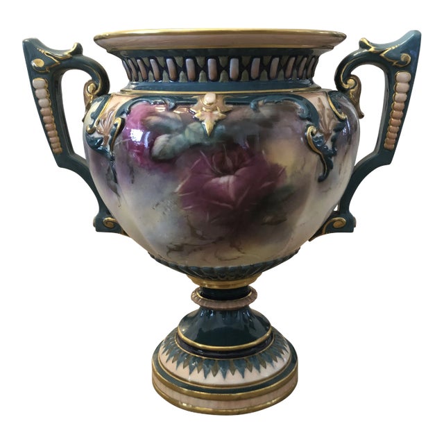 1905 Royal Worcester Hadley Ware Rose Vase For Sale