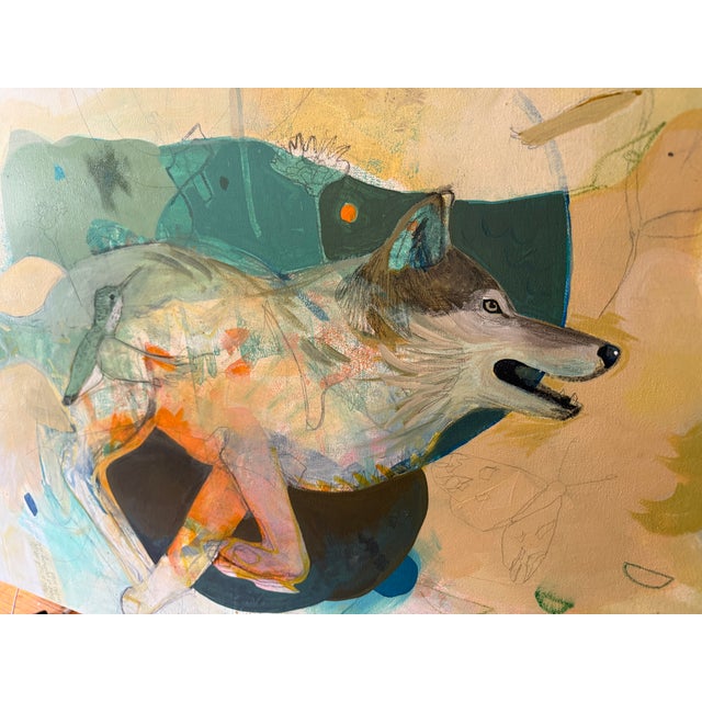 This 24” x 36” painting comes on stretched canvas with the sides painted a muted green gray and ready to hang. The...