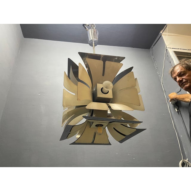 Metal Space Age Chrome Chandelier, 1970s For Sale - Image 7 of 8
