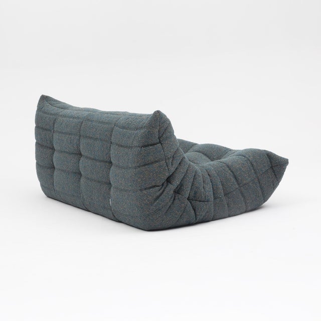 Textile Vintage Ligne Roset Togo 3-Seater in Baltic Navy Bouclé - Authentic & Restored For Sale - Image 7 of 16