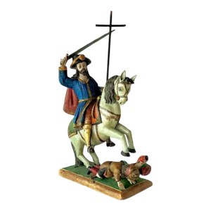 Spanish Polychrome Wood Figural Sculpture of Santiago Matamoros