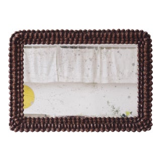 Pinecone Frame Mirror, Tramp Art Style With Antique Glass For Sale