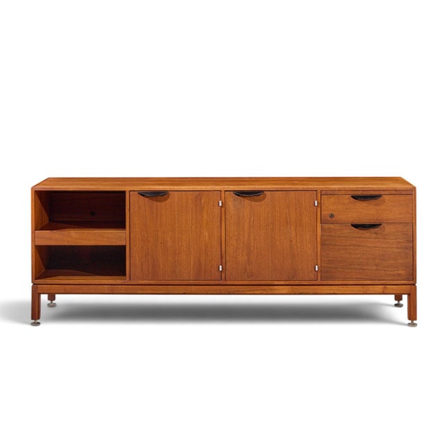 Jens Risom Mid Century Walnut Credenza This credenza measures: 77.75 wide x 20 deep x 28.25 inches high Great Vintage...