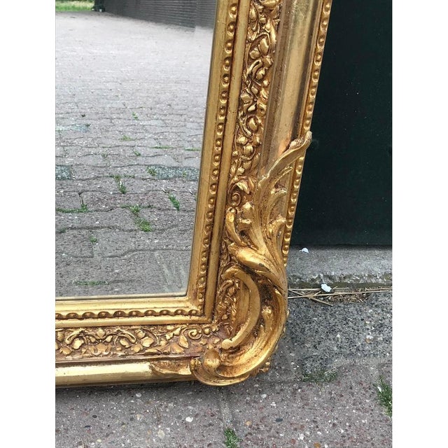 Late 20th French Louis XVI Gold Wood Floor Mirror For Sale - Image 6 of 16