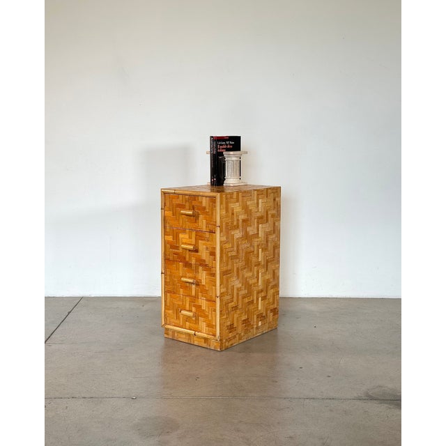 Small bamboo chest of drawers from the 70s, depth of the top only 49 cm.