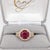 Ruby Ring With Earth Mined Diamonds Halo: Solid 14k Gold, Round 9mm, Size 6.75 For Sale - Image 4 of 9