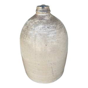 Antique Salt Glazed Stoneware Two Gallon Jug, E. Farrington, Elmira, New York, Circa 1860s