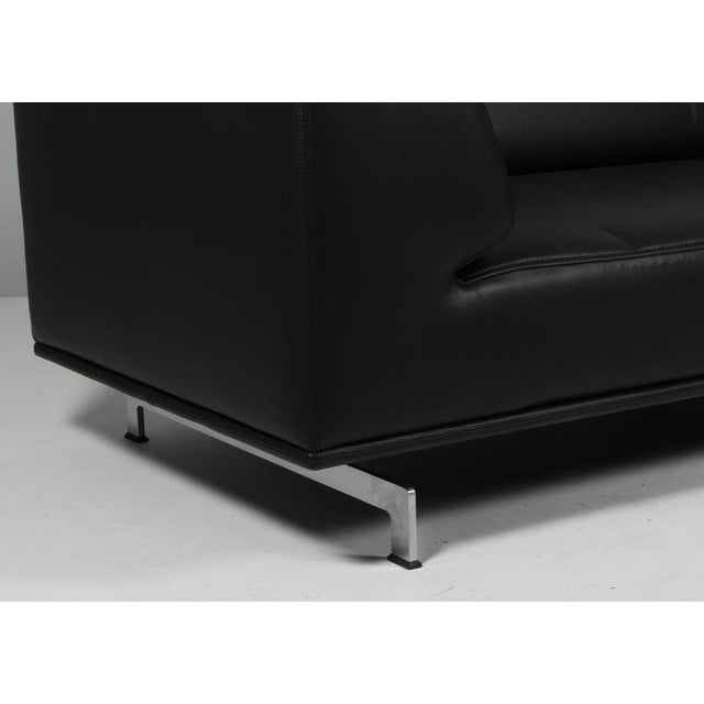 2000 - 2009 Delphi 3-Seater Sofa in Black Leather and Steel by Hannes Wettstein, 2000s For Sale - Image 5 of 11