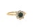 This delicate and dainty beauty has a Round Cut Blue Sapphire that weighs 0.63 Carats and has 8 Round Cut Diamonds that...