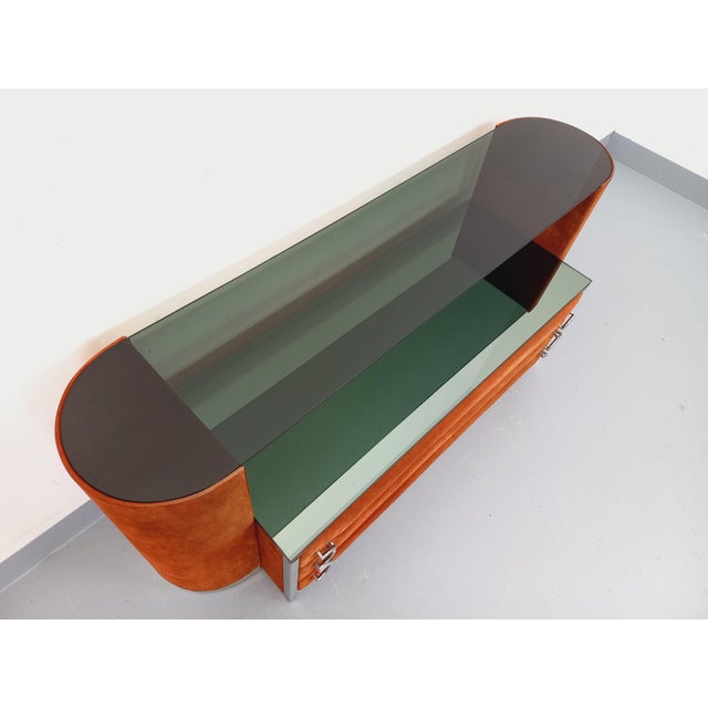 1970s Vintage Italian Dressing Table in Suede Velvet, 1970s For Sale - Image 5 of 18