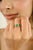 Metal Three Stone Prong Set Emerald Diamond Ring Size 6.5 For Sale - Image 7 of 12