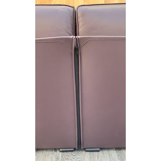 Mid Century Modern 405 Duc Sofa by Mario Bellini for Cassina in Plum Leather Beautiful Italian mid century modern 3 seat...
