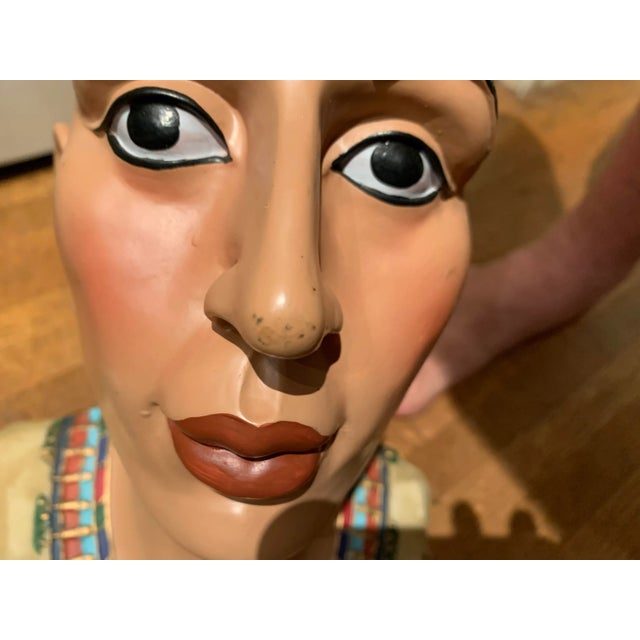 Vintage Composite Painted Egyptian Bust For Sale - Image 10 of 13