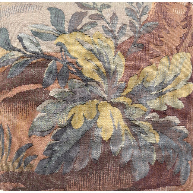 French Aubusson Tapestry & Silk Down Designer Pillow For Sale - Image 4 of 5