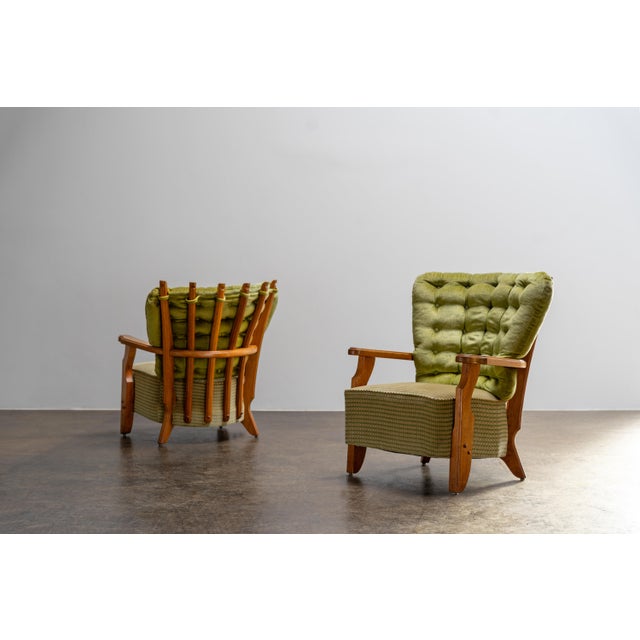 Oak Lounge Chairs by Guillerme et Chambron Votre Maison, France, 1960s, Set of 2 For Sale - Image 9 of 9