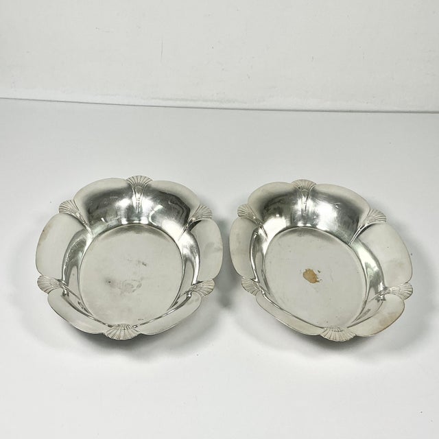 Metal Early 20th C Antique English Art Deco Fan Motif Oval Silverplate Serving Bowls - A Pair For Sale - Image 7 of 13