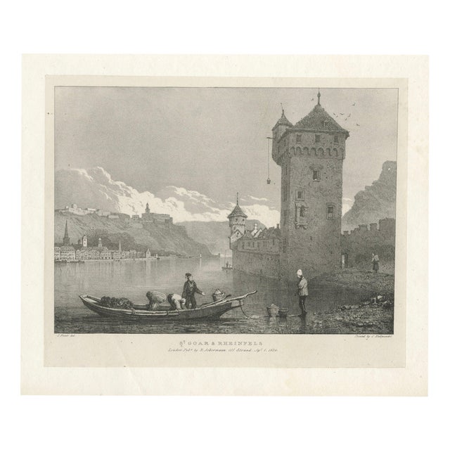 After Prout, St Goar & Rheinfels Rhine View, Engraving, 1824 For Sale