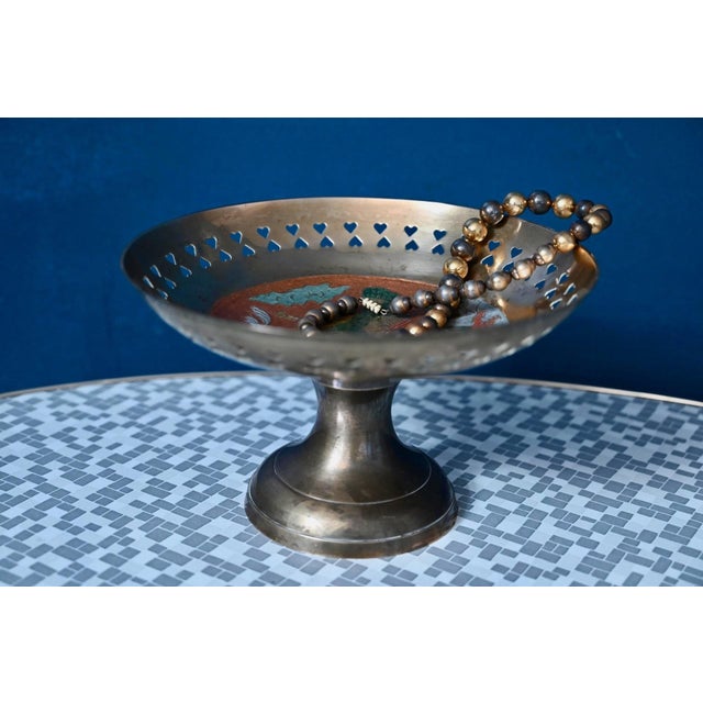 Vintage Brass Openwork Footed Bowl with Bird Design, 1960s For Sale - Image 9 of 9