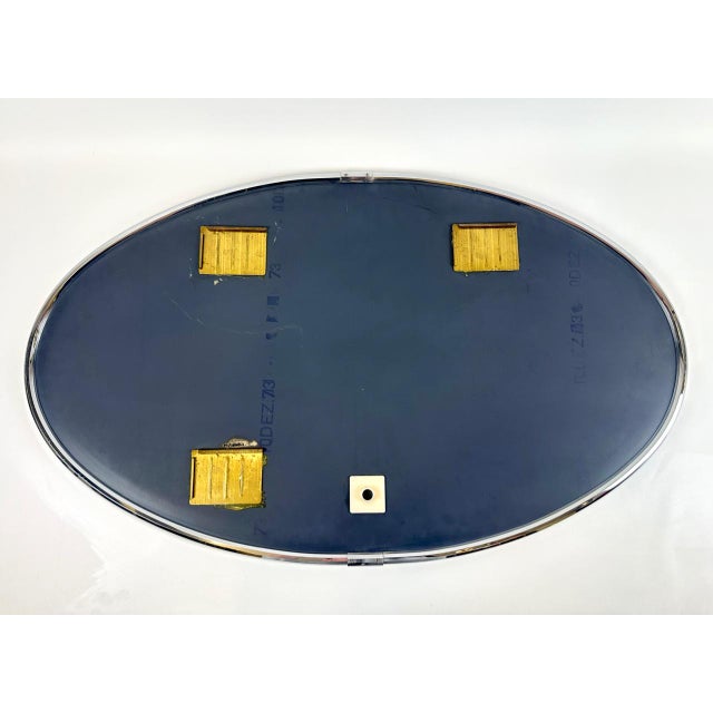 1970s Mid-Century Modern German Nickel-Plated Eliptical Wall Crystal Mirror from Planilux, 1973 For Sale - Image 5 of 7