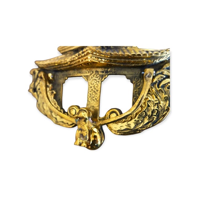Large Solid Brass Pagoda Door Knocker, 14 Inches, Vintage Patina For Sale - Image 4 of 4