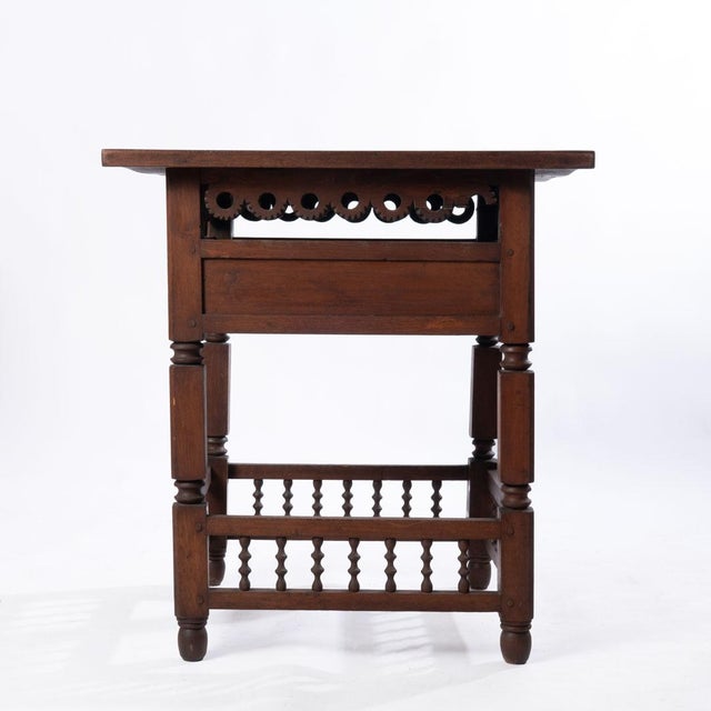 Wood Early 20th Century One Drawer Table With Cutouts For Sale - Image 7 of 12
