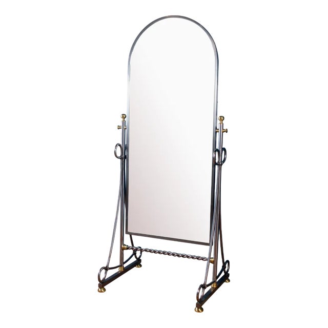 Italian Steel Psyche Mirror by Alberto Orlandi, 1970s For Sale