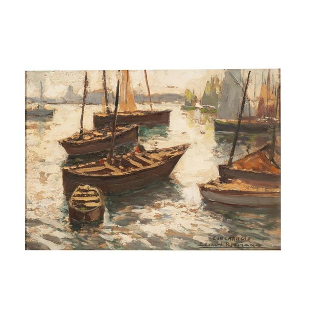 Oil on Board ”Concarneau” by Eduard Richard For Sale - Image 4 of 10