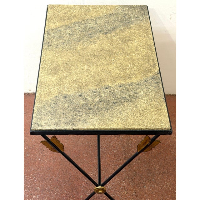 Wood Maison Jansen Style Gilt-Iron Arrow Motif Side Table, France, 1970s For Sale - Image 7 of 18