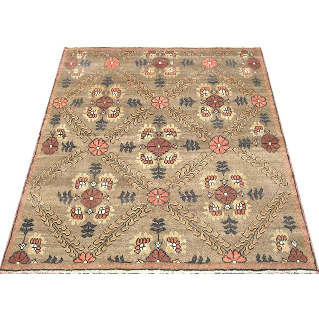 1960s Turkish Oushak Rug For Sale In Los Angeles - Image 6 of 7