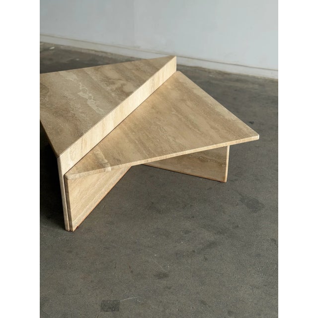 1970s Honed Travertine Coffee Table Set - Two Piece For Sale - Image 4 of 18