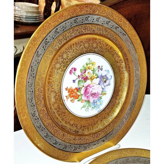 1920s Gilt and Silver Bavarian Charger Plates- Set of 4 For Sale - Image 4 of 11