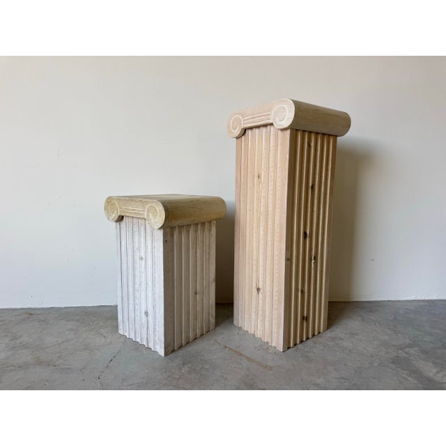 Vintage Carved Wood Capital Column Design Pedestals — Set of 2/ Sold For Sale In Miami - Image 6 of 11