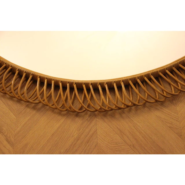 Oval Wall Mirror in Rattan and Bamboo, 1960s For Sale - Image 4 of 16