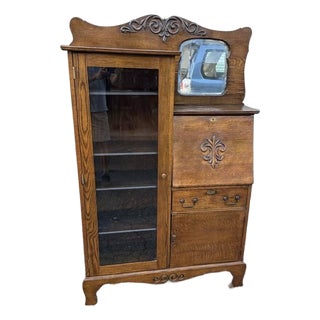 Antique Larkin Style Tiger Oak Side-by-Side Secretary Desk For Sale