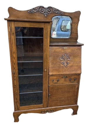 Antique Larkin Style Tiger Oak Side-by-Side Secretary Desk