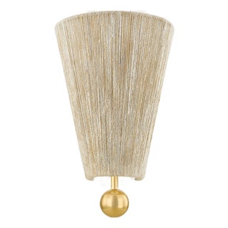 Mitzi Song 8.25 in. 1 Light Wall Sconce in Aged Brass Finish For Sale