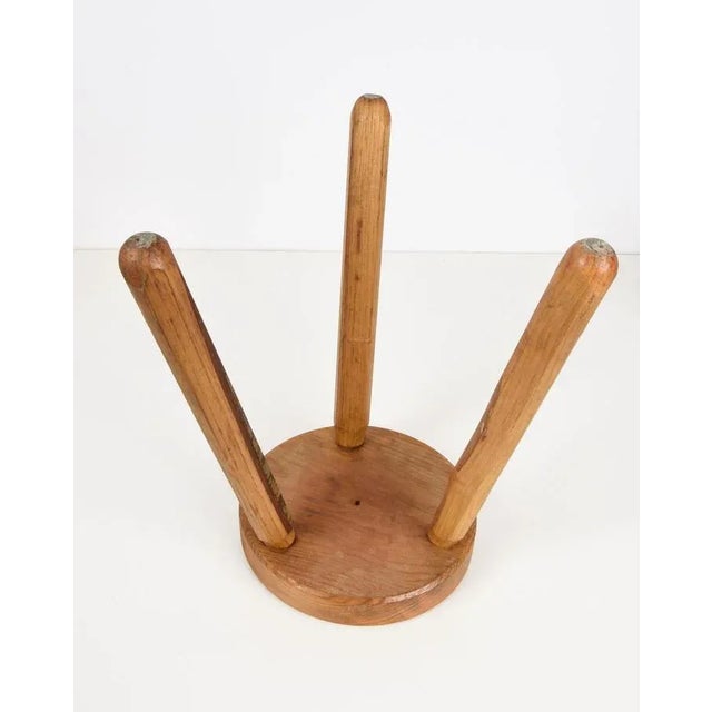 Brown Mid-Century French Modern Wooden Tripod Stool in the style of Charlotte Perriand, 1950s For Sale - Image 8 of 18
